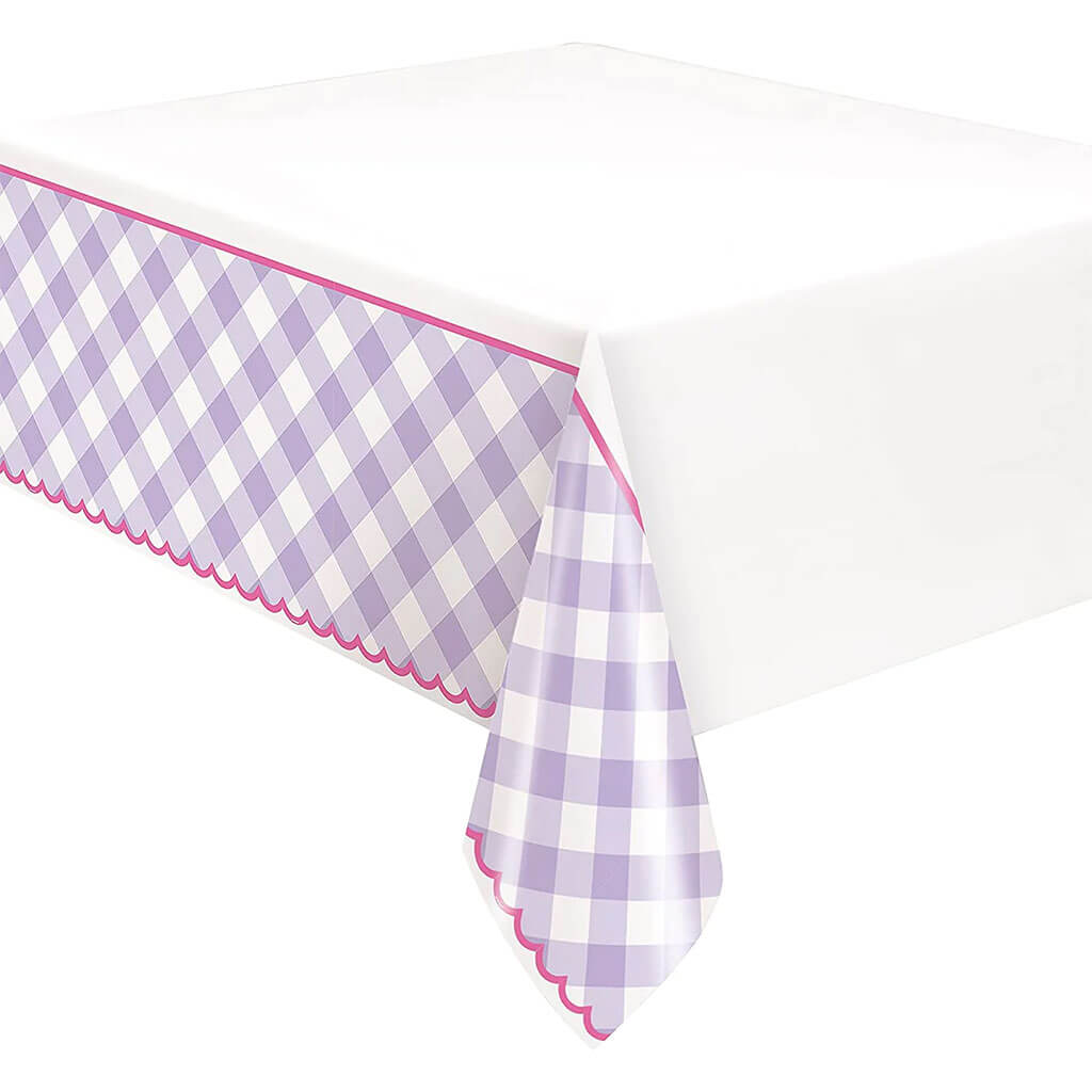 Pastel Gingham Plastic Table Cover, 54in x 84in