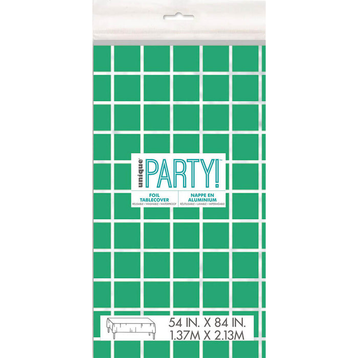 Silver And Green Foil Table Cover, 54in x 84in