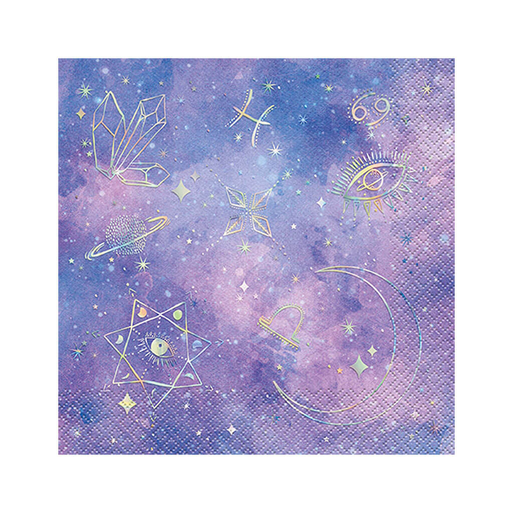 Purple Galaxy Lunch Napkins With Iridescent Foil, 16ct