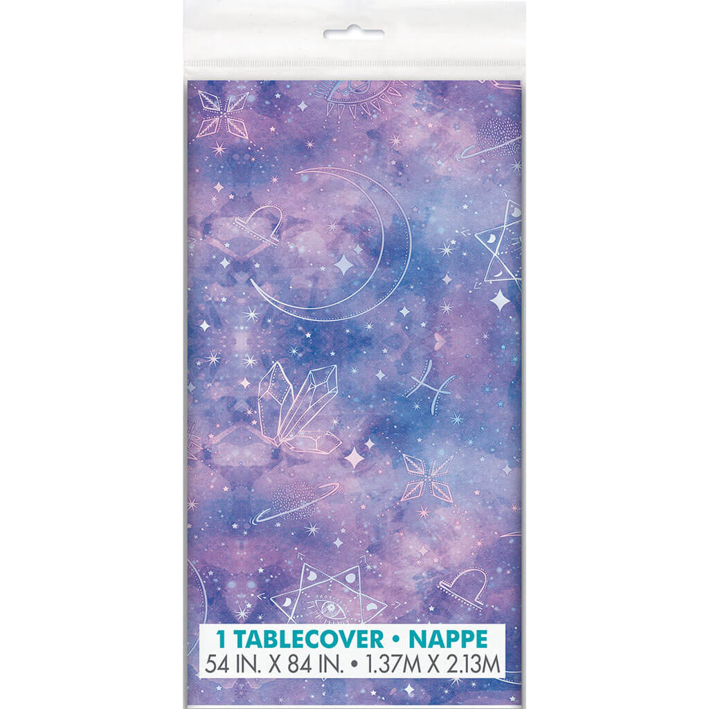 Purple Galaxy Plastic Table Cover, 54in x 84in