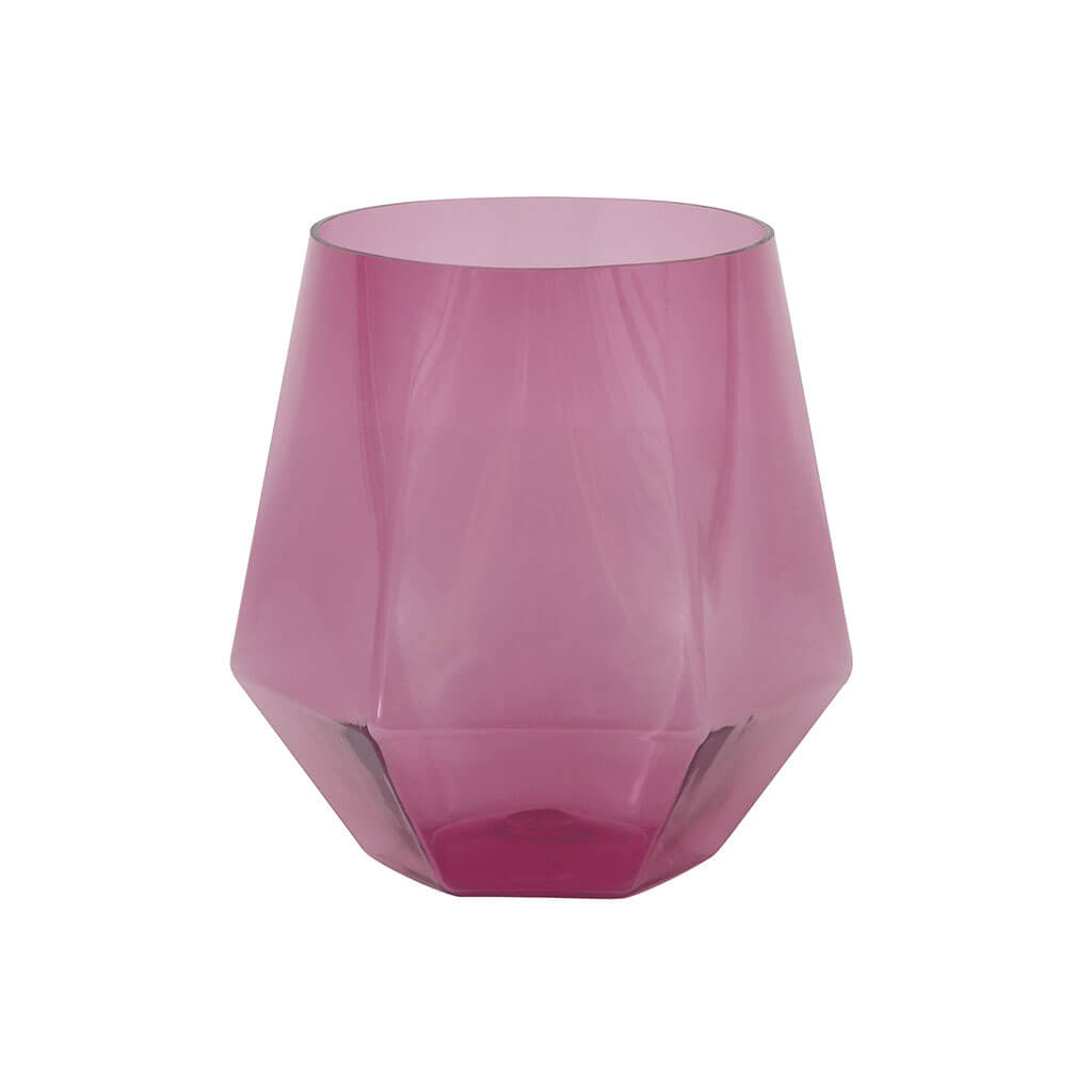 Pink Stemless Plastic Wine Glass, 12oz