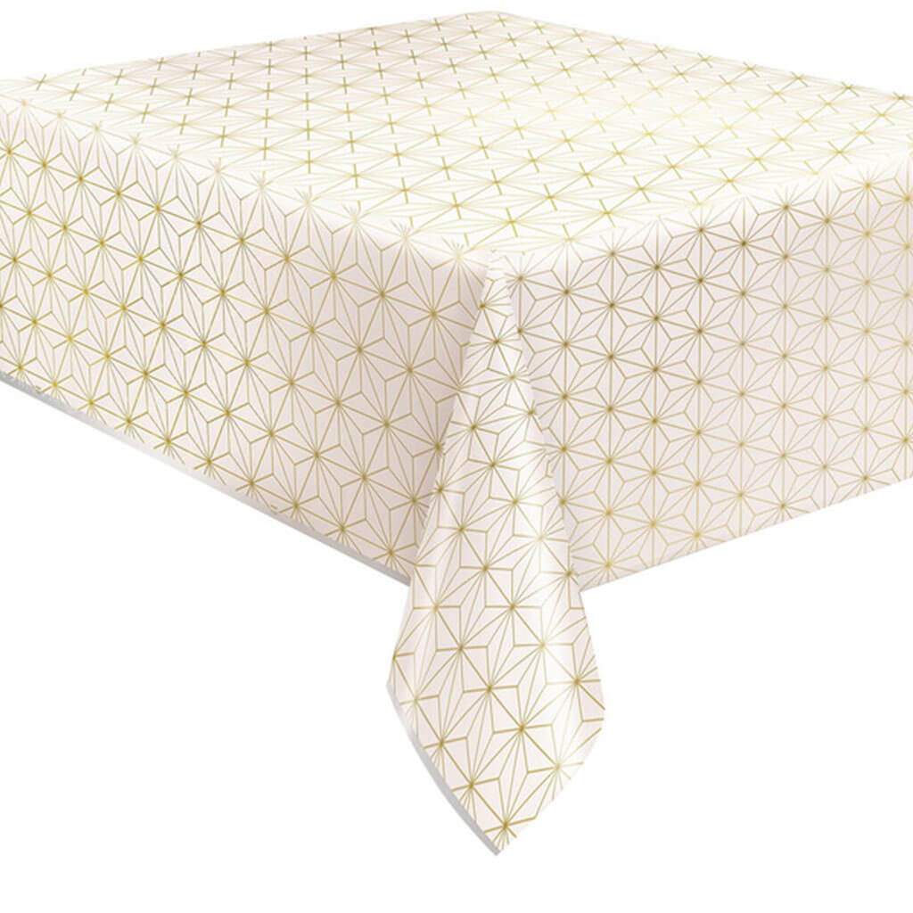 Gold Geometric Foil Tablecover, 54in x 84in