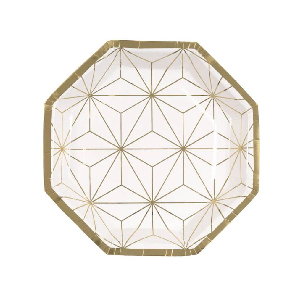 Gold Geometric Foil Plate 8.25in, 8ct