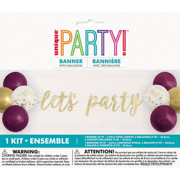 "Let's Party" Banner and Latex Balloon Kit