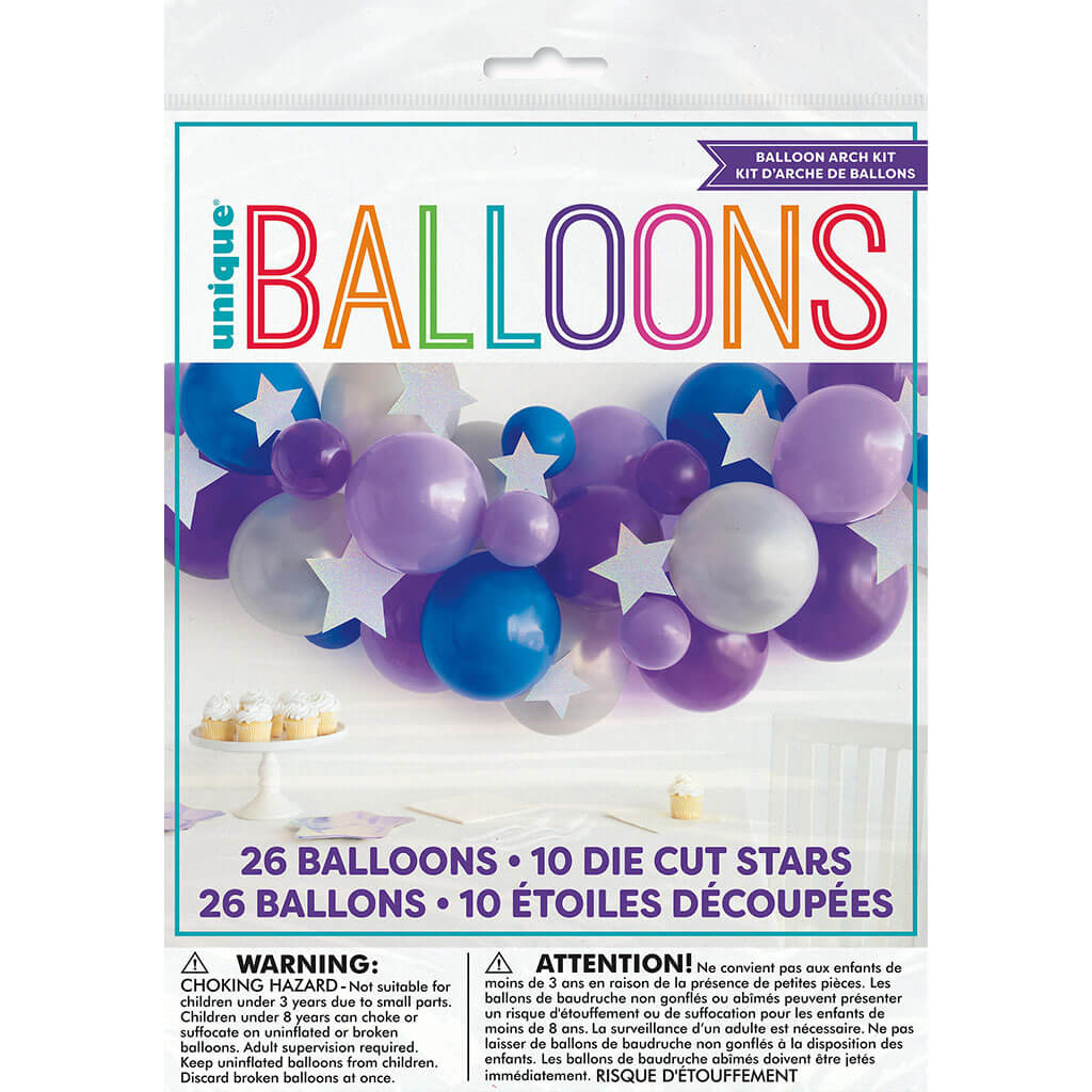 Lavender, Purple, Blue, Silver with Stars Balloon Arch Kit