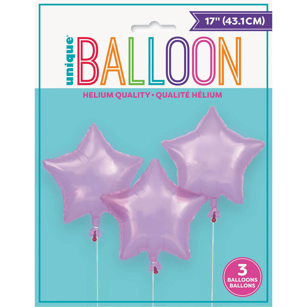 Translucent Purple Star Foil Balloons 17in, 3ct