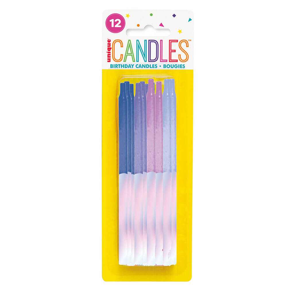 Assorted Iridescent Birthday Candles 5in, 12ct