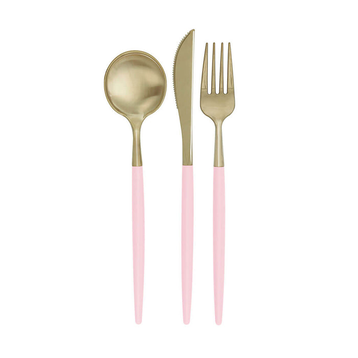 Pink & Gold Modern Plastic Cutlery