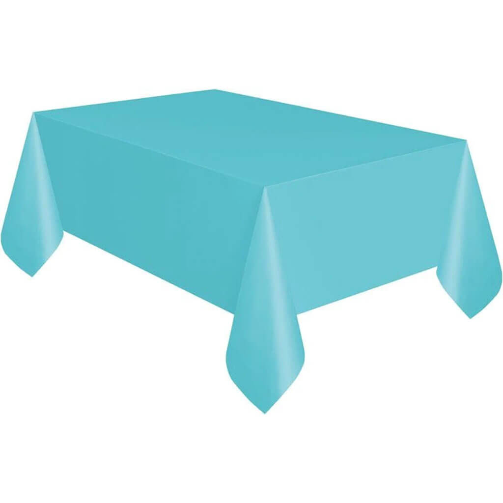 Terrific Teal Plastic Tablecover, 54in x 108in