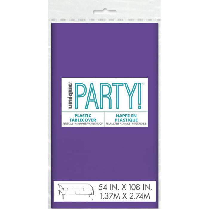 Neon Purple Plastic Tablecover, 54in x 108in