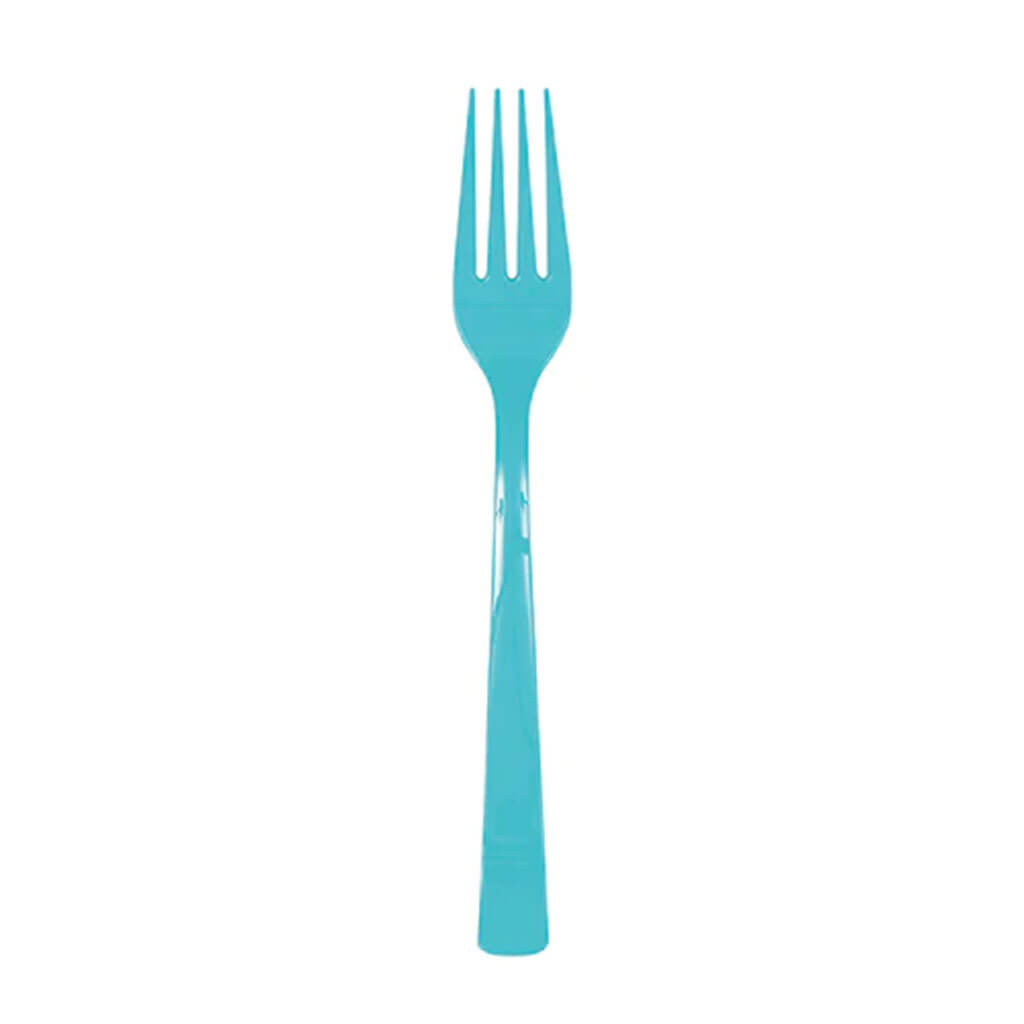 Terrific Teal Plastic Forks, 18ct