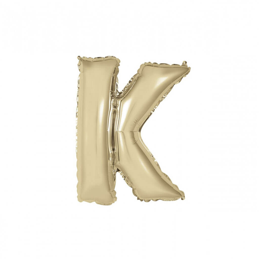 Gold Foil Balloon Letter K, 14in