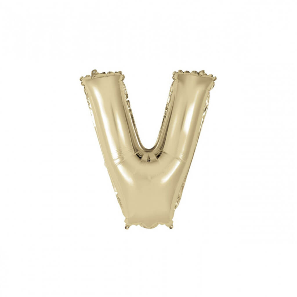 Gold Foil Balloon Letter V, 14in