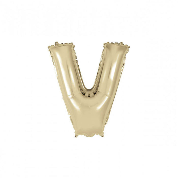 Gold Foil Balloon Letter V, 14in