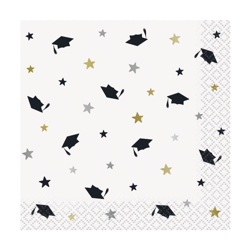 Stars And Grad Caps Beverage Napkins 16ct, 2ply