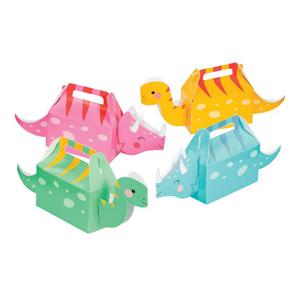 Girl Dino Party Treat Box 3D, 4ct