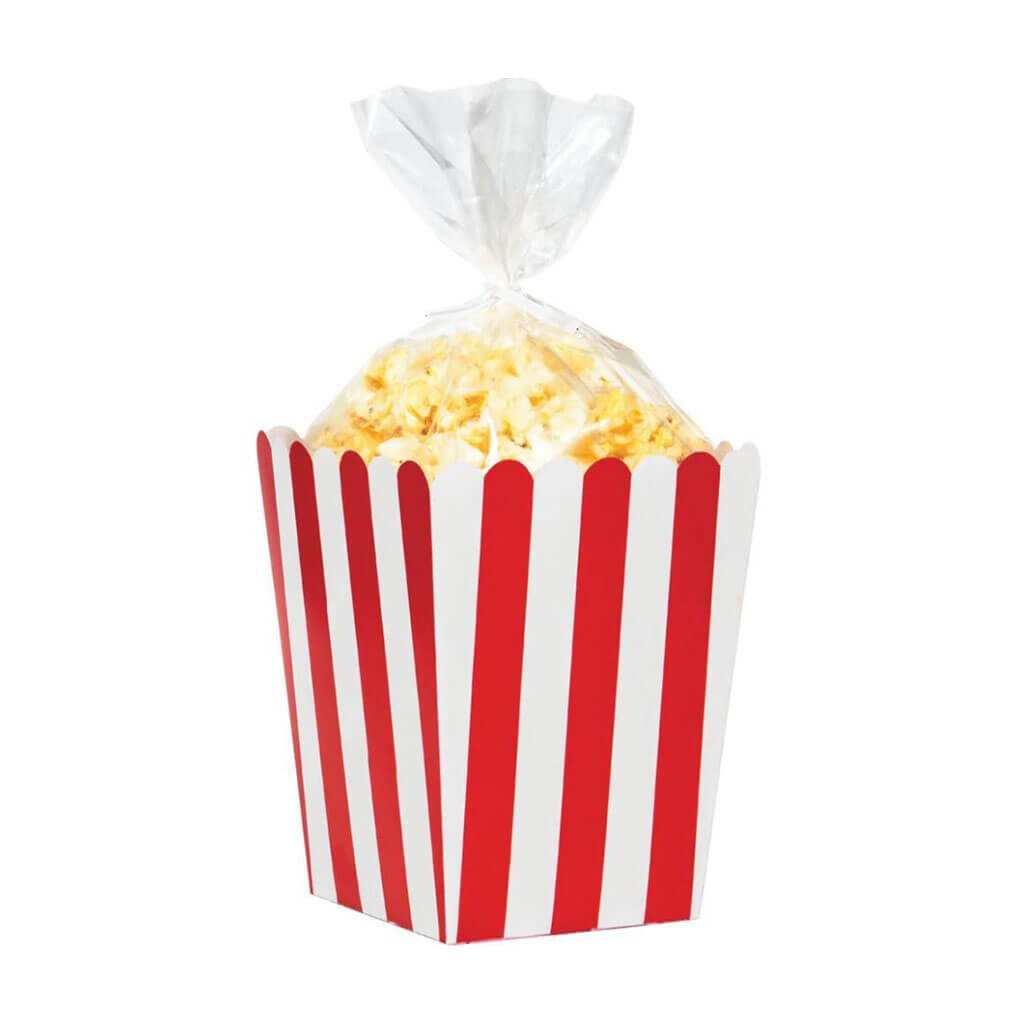 Popcorn Favor Boxes With Cello Bags, 8ct