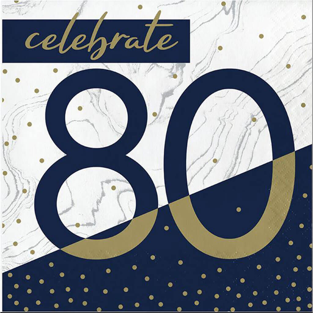 Navy &amp; Gold Milestone Luncheon Napkin 80, 16ct