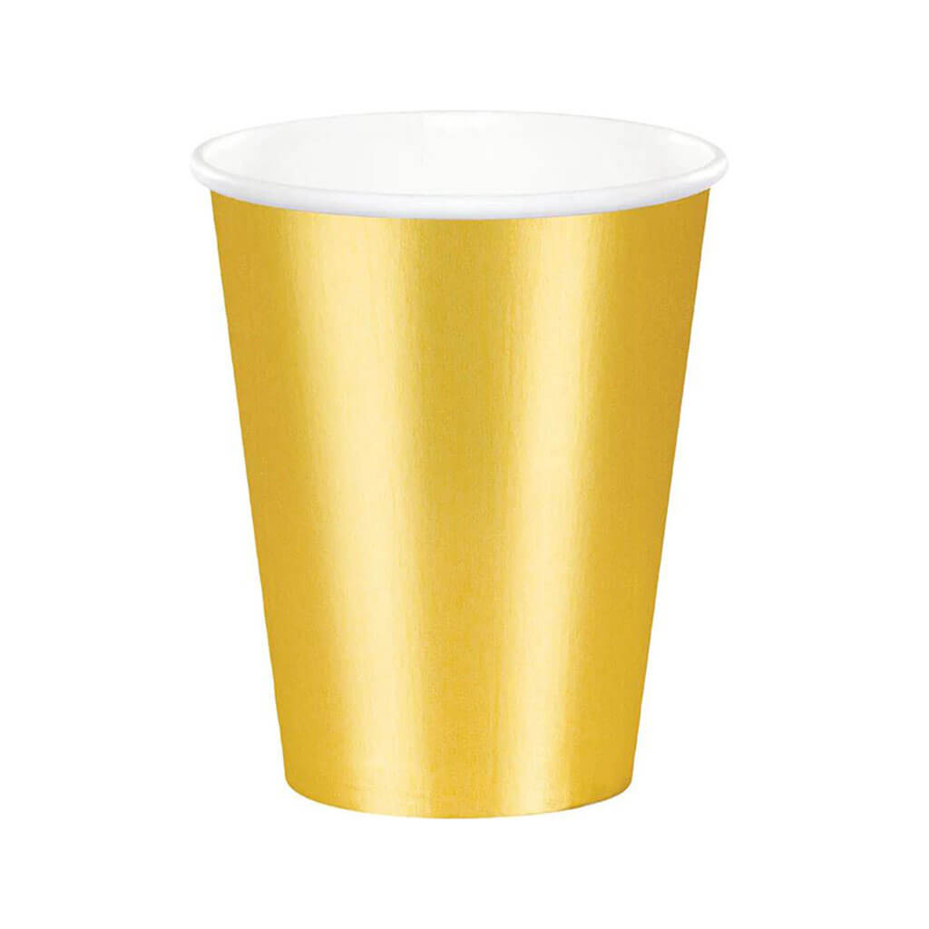 Gold Foil Paper Cups 8ct, 9oz