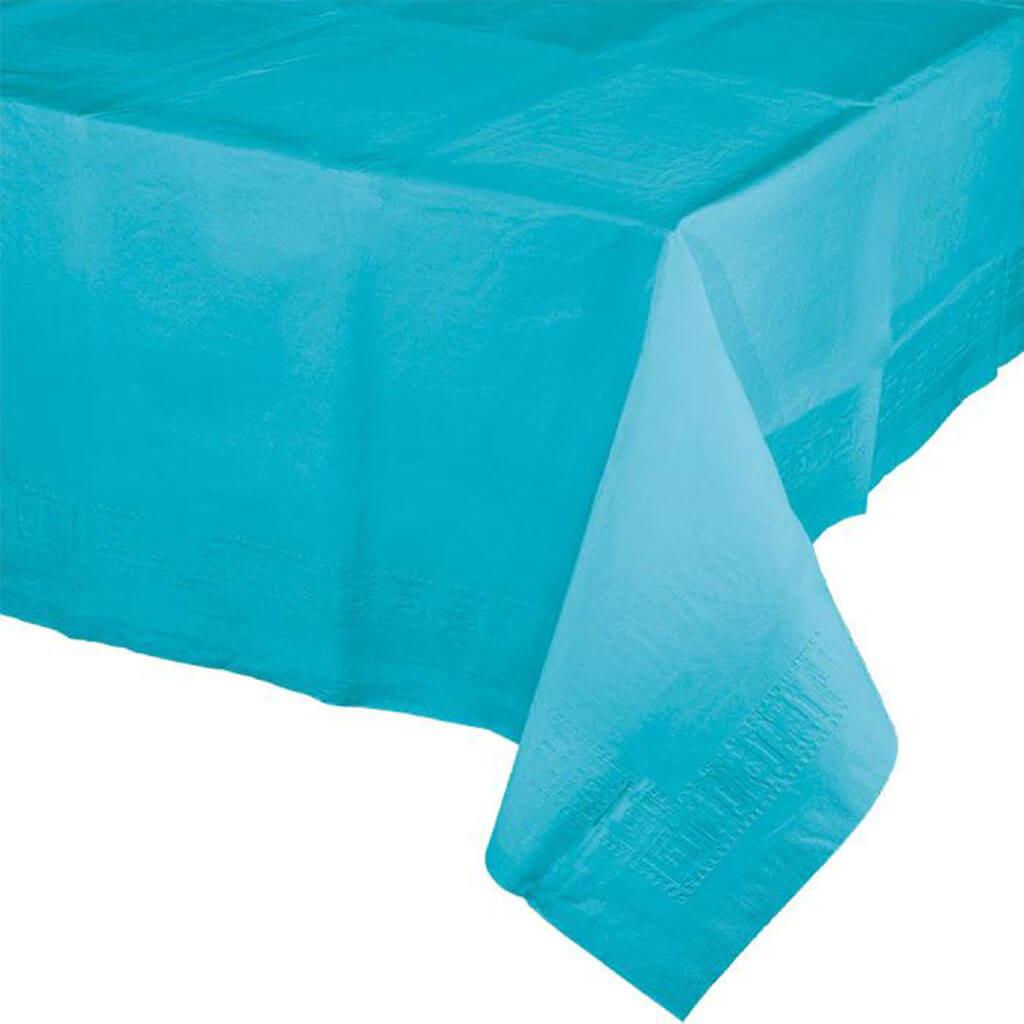 Bermuda Blue Polylined Tissue Tablecover, 54in x 108in