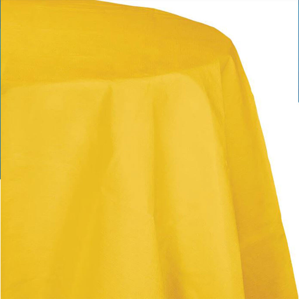 School Bus Yellow Polylined Tissue Tablecover Octy Round, 82in