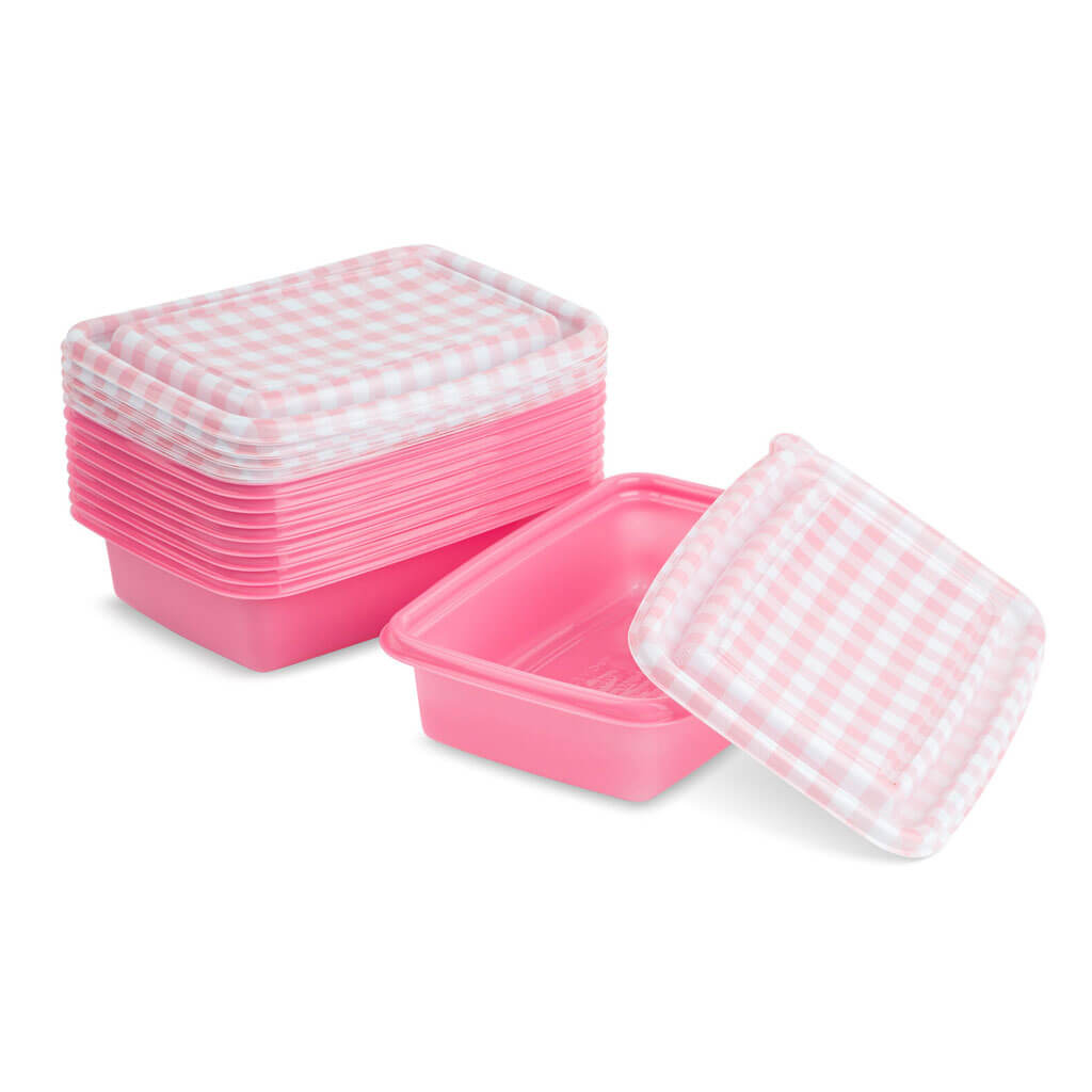 Food Storage Set Plastic 20pc, Pink Gingham