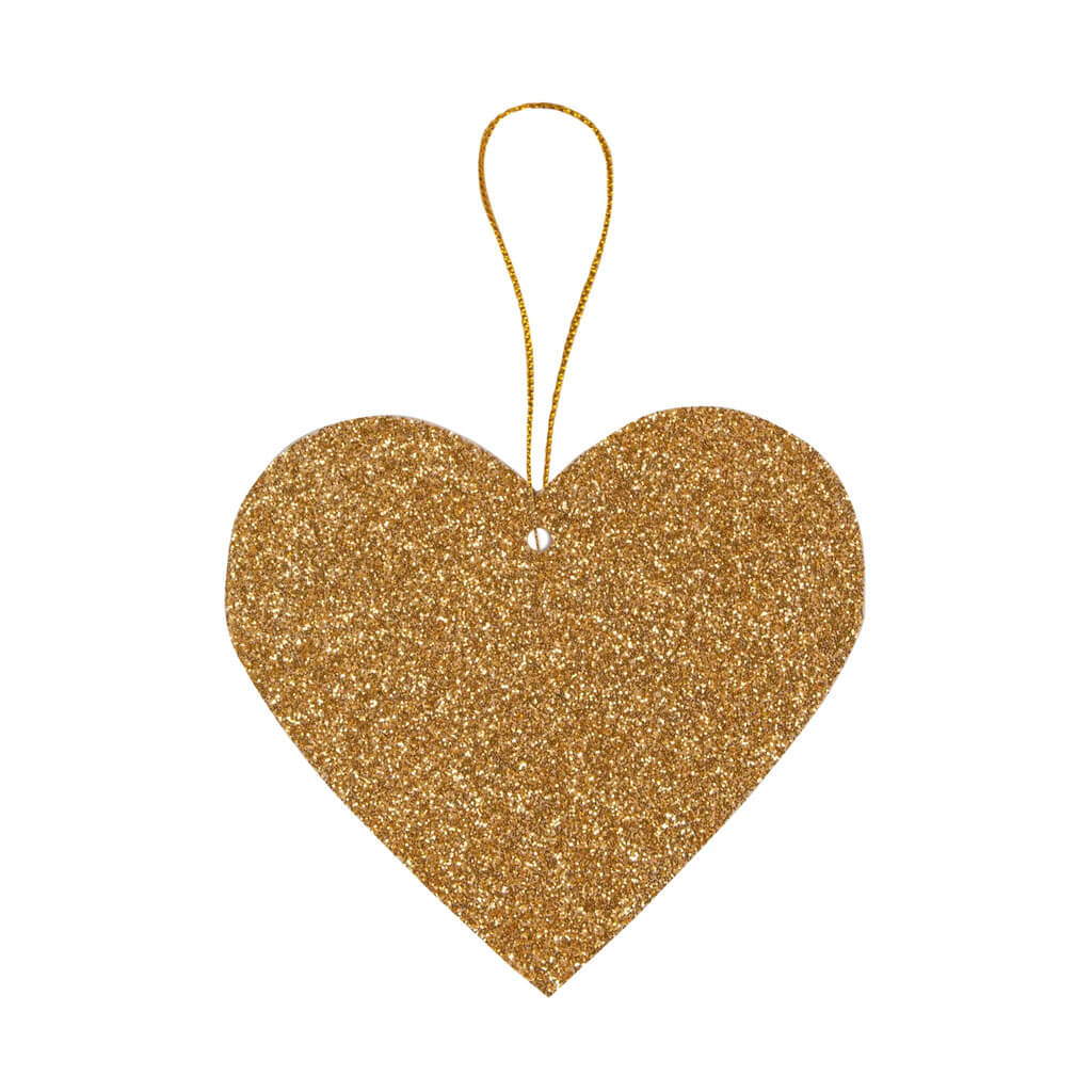 Luggage Tags Gold Glitter Heart Tags Set/6