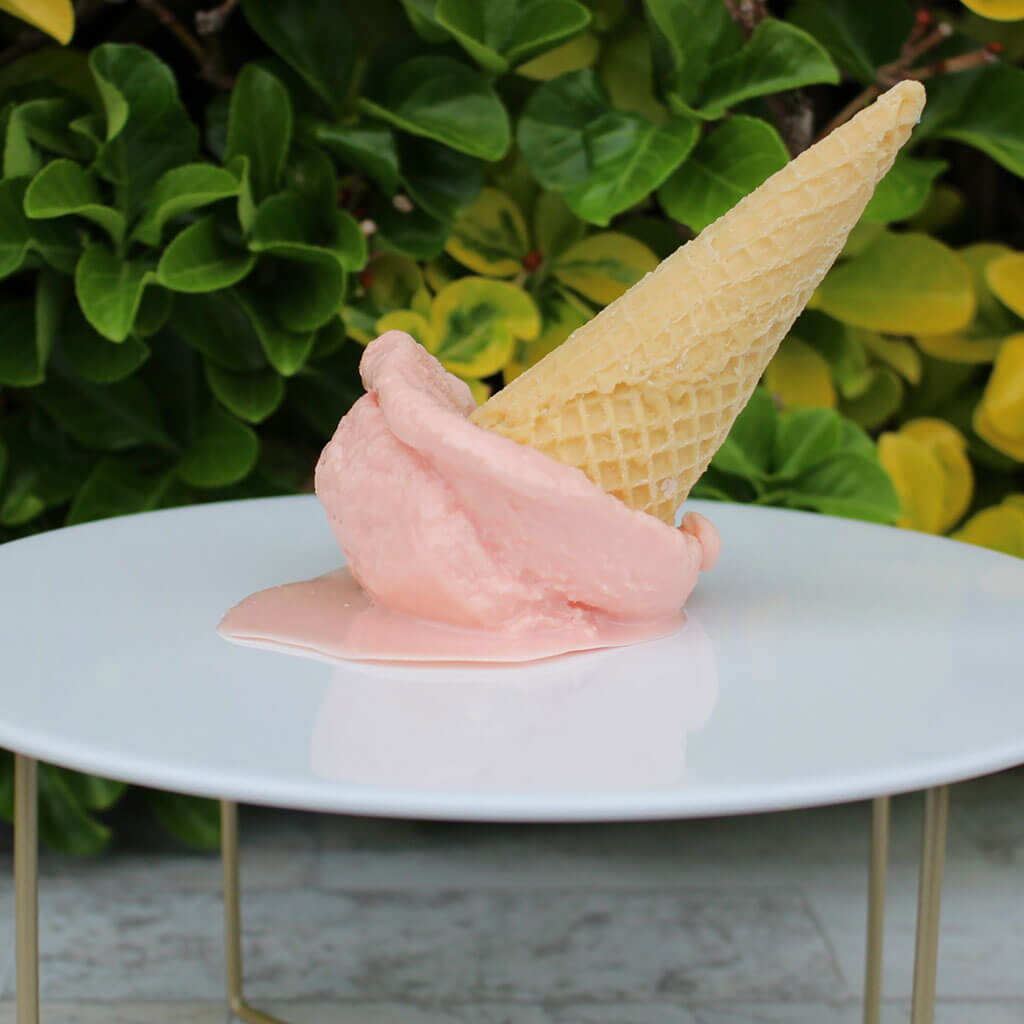 Melting Strawberry Ice Cream Cone