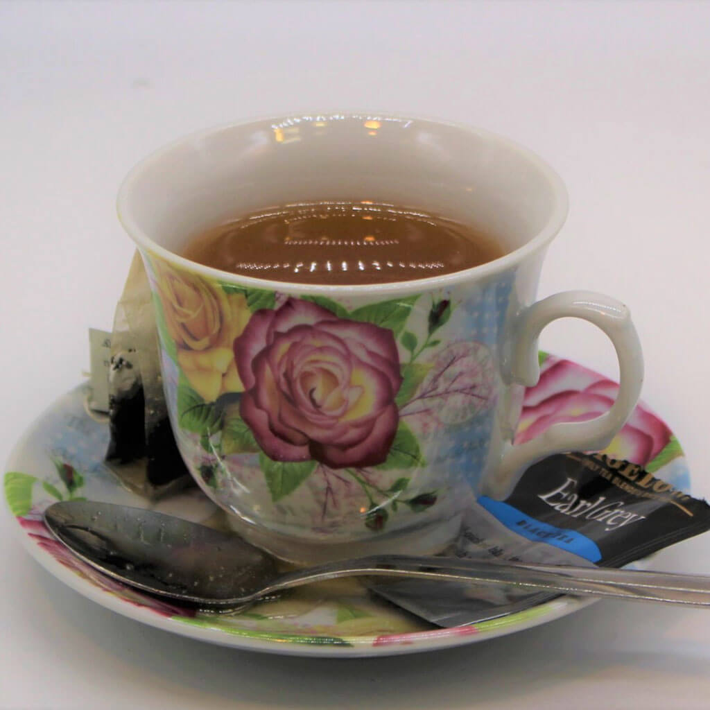 Fake Cup Of Tea In Blue Floral Pattern W/ Saucer