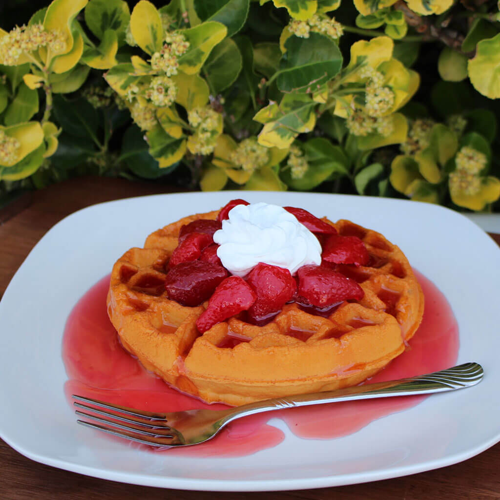 Plate Of Waffles W/Strawberries