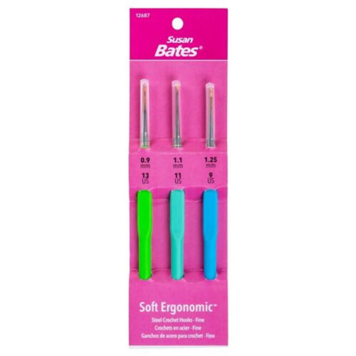 Susan Bates Steelite Soft Ergonomic Steel Crochet Hook Set Fine