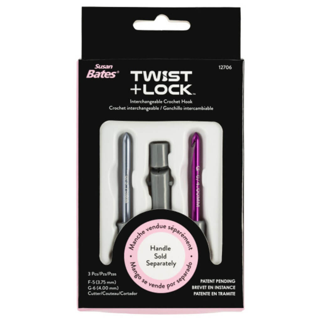 Susan Bates Twist + Lock Intchg Crochet Hook Component Set Sizes F5/3.75mm and G6/4mm