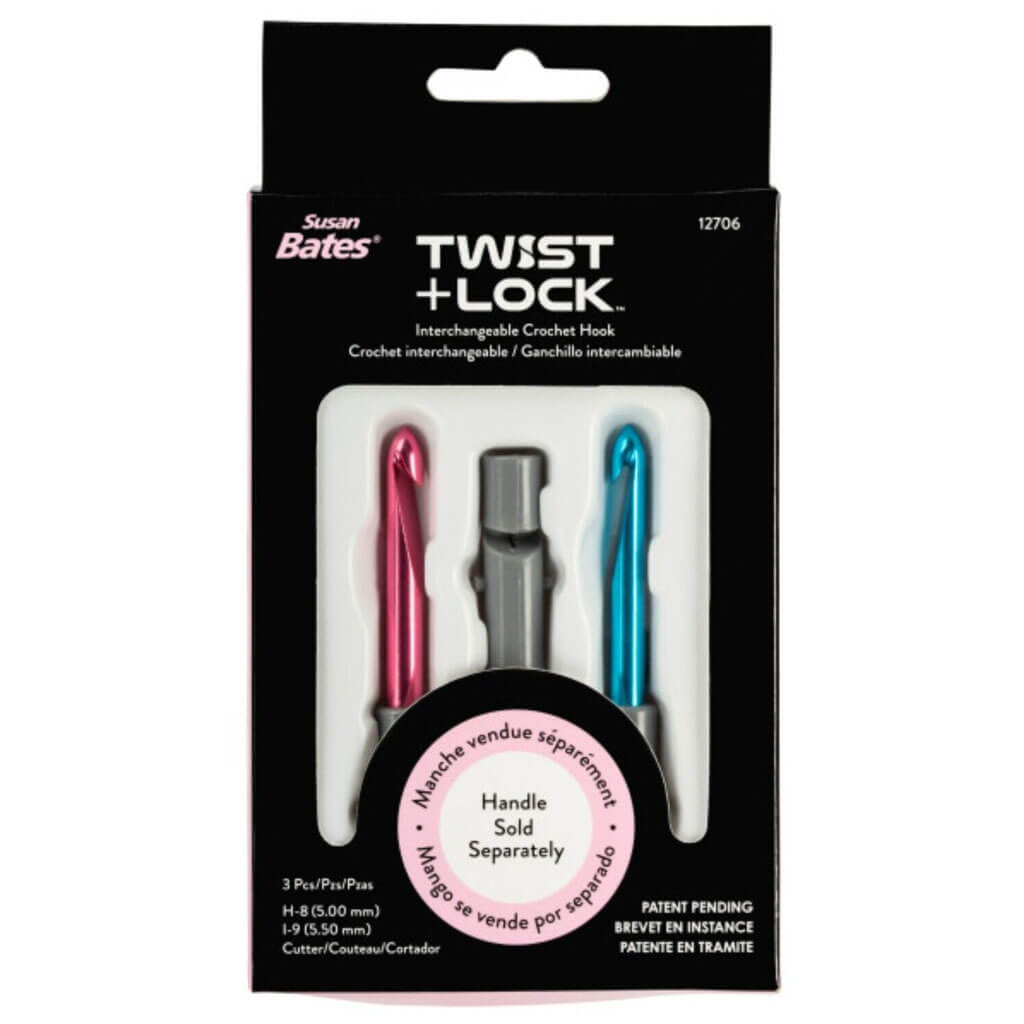 Susan Bates Twist + Lock Intchg Crochet Hook Component Set-Sizes H8/5mm and I9/5.5mm