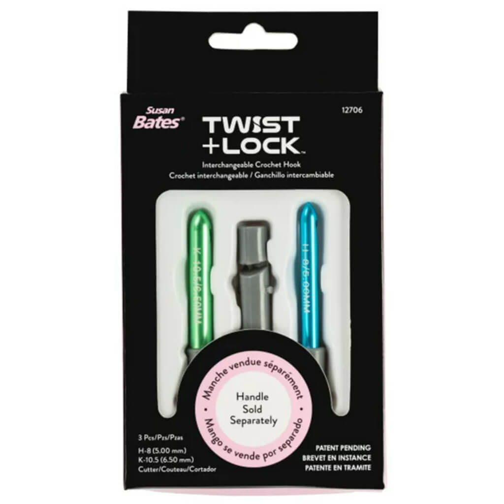 Susan Bates Twist + Lock Intchg Crochet Hook Component Set-Sizes H8/5mm and K10.5/6.5mm