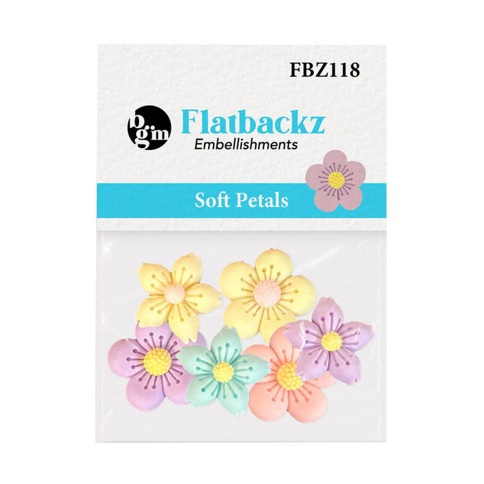 Buttons Galore Flatbackz Embellishments-Soft Petal 6pcs