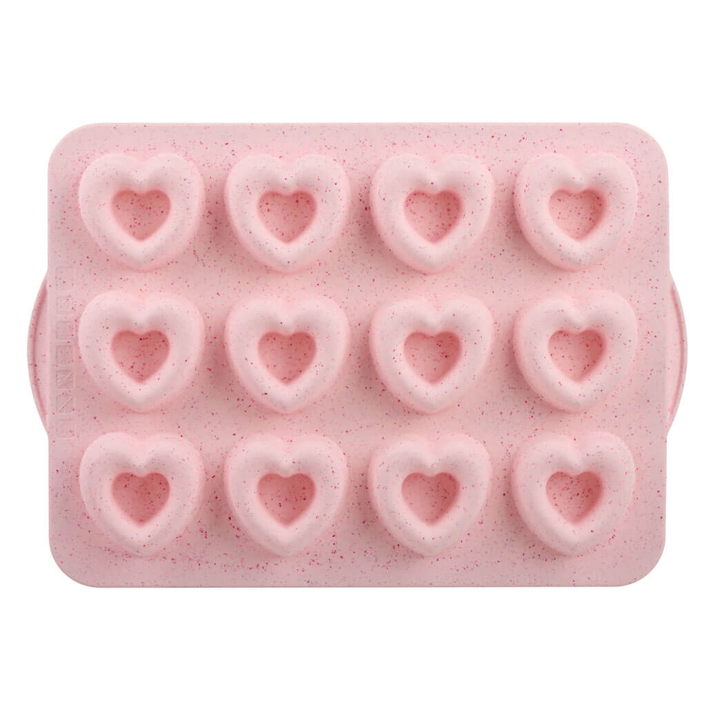 Trudeau Silicone Donut Pan Pink Heart 12ct