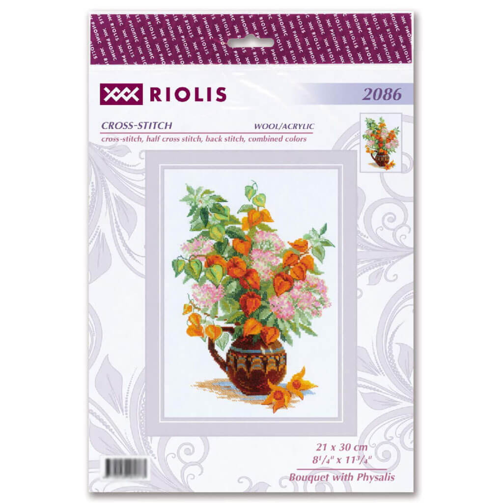 RIOLIS Counted Cross Stitch Kit 8.25in x 11.75in Bouquet with Physalis