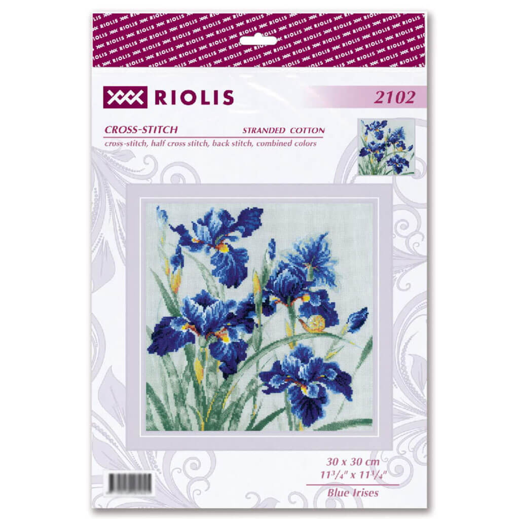 RIOLIS Counted Cross Stitch Kit 30cm x 30cm Blue Irises