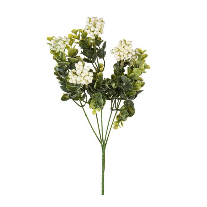 White Berry & Leaf Bush, 14in