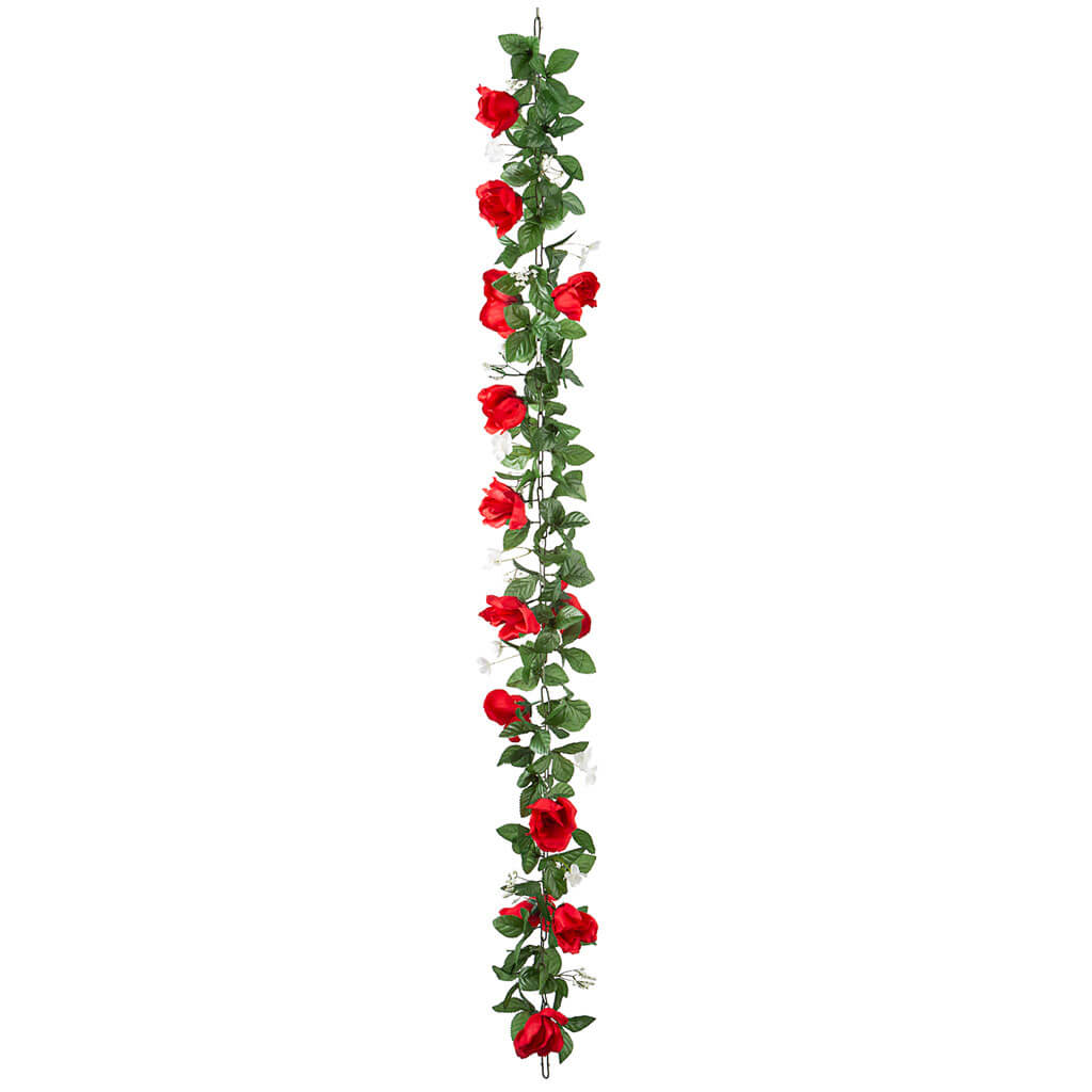 Red Rose Chain Garland, 65in