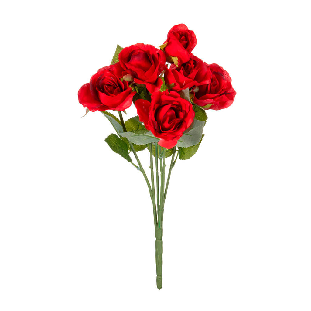 Bright Red Rose Bush, 17in