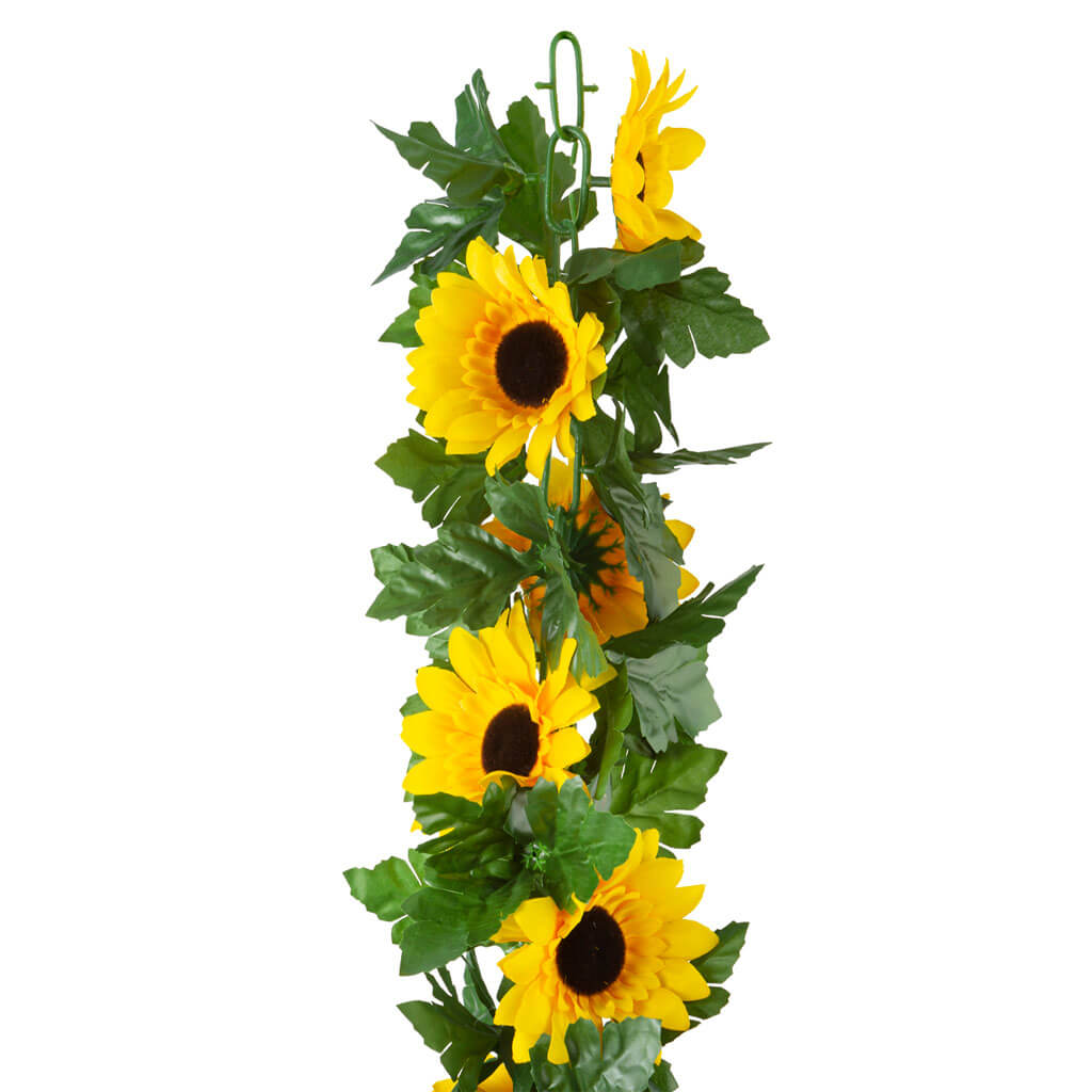 Yellow Sunflower &amp; Green Leaf Garland, 66in