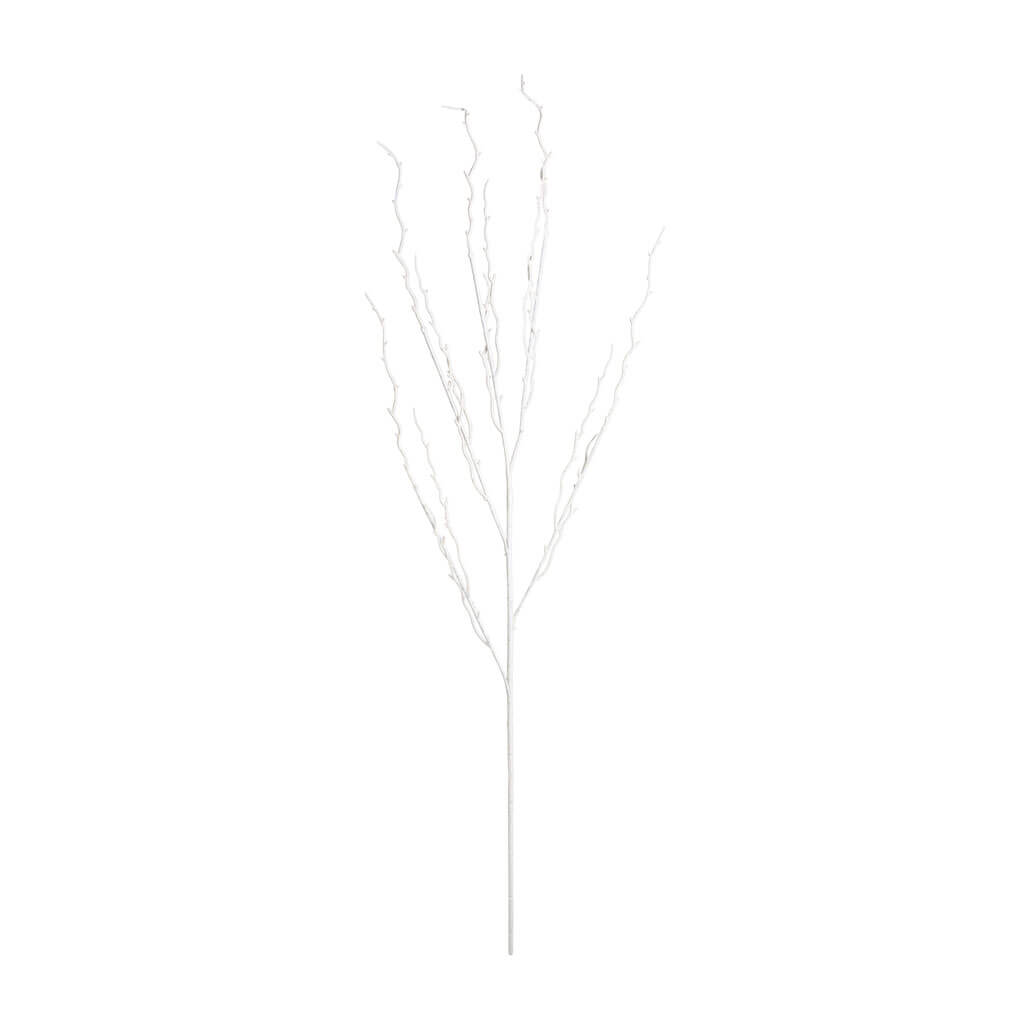 White Glitter Branch Stem, 35in