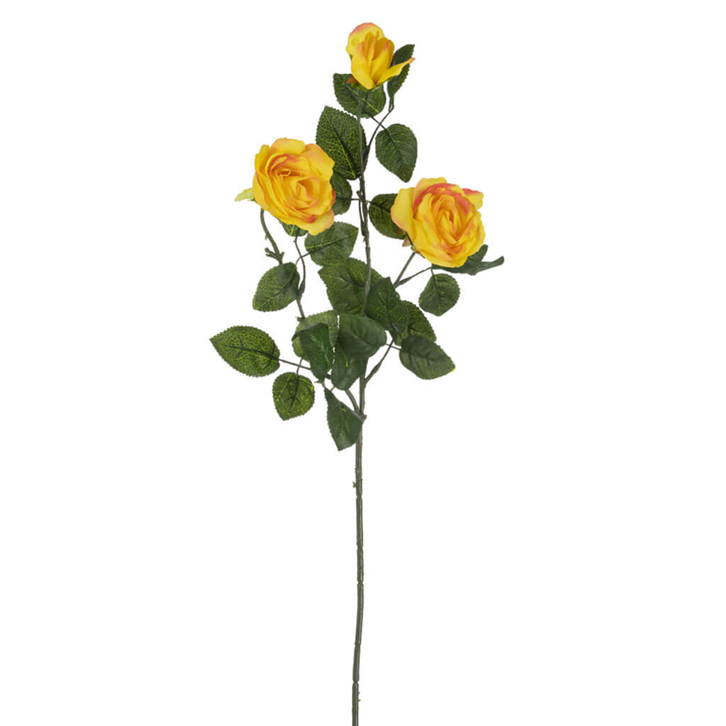 Yellow Rose Spray with 3 Flowers, 30in