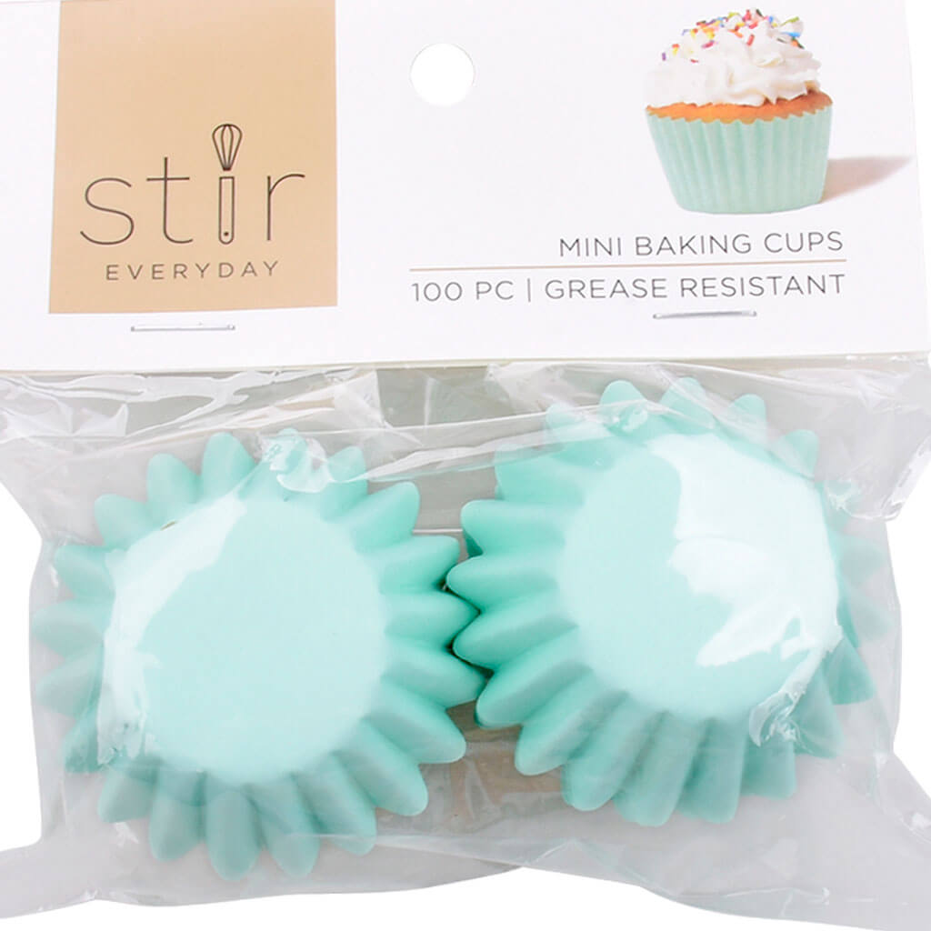 Light Blue Mini Greaseproof Baking Cups, 100ct