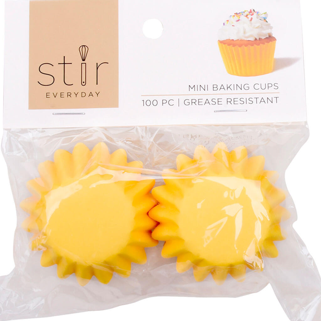 Yellow Mini Greaseproof Baking Cups, 100ct