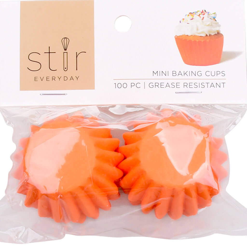 Orange Mini Greaseproof Baking Cups, 100ct