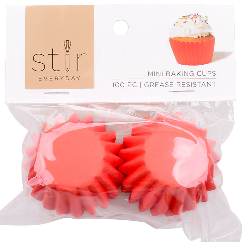 Red Mini Greaseproof Baking Cups, 100ct