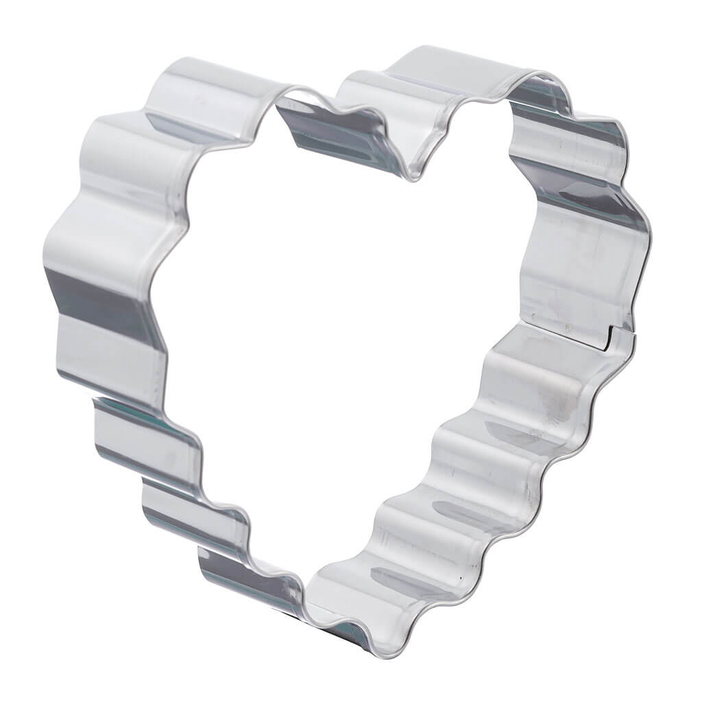 Stainless Steel Ruffle Heart Cookie Cutter, 3in x 3.5in