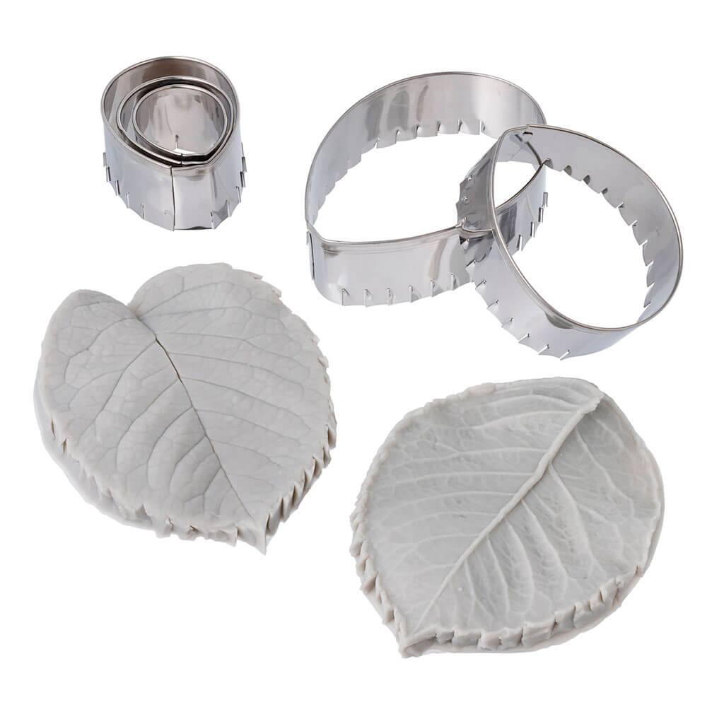 Leaf Petal Silicone Fondant Molds &amp; Cutters 7pc, 5in x 8in